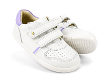 Zapatos barefoot I Walk Riley unisex en blanco y lila, de BOBUX ESPAÑA Y PORTUGAL, con diseño flexible y cómodo.