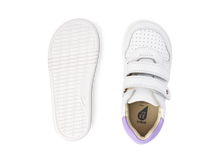 Calzado barefoot I Walk Riley unisex en blanco y lila de BOBUX ESPAÑA Y PORTUGAL, con diseño cómodo y flexible para niños y adultos.