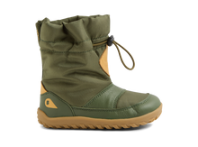 Calzado deportivo barefoot I-Walk Paden en bronce y verde para niño, de la marca BOBUX ESPAÑA Y PORTUGAL, con diseño cómodo y flexible.