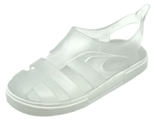Sandalias Boatilus BIOTY en transparente y blanca, con diseño moderno y cómodo, vistas desde arriba.