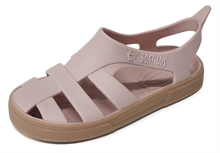 Sandalias Boatilus BIOTY en rosa viejo y blanco, con diseño cómodo y elegante para mujer.