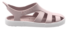 Sandalias Boatilus BIOTY en rosa viejo y blanco, con diseño cómodo y estilo elegante para mujer.