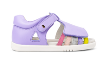 Sandalia barefoot I-Walk Mirror Lila para niña de BOBUX España y Portugal, con diseño arcoíris y suela flexible.