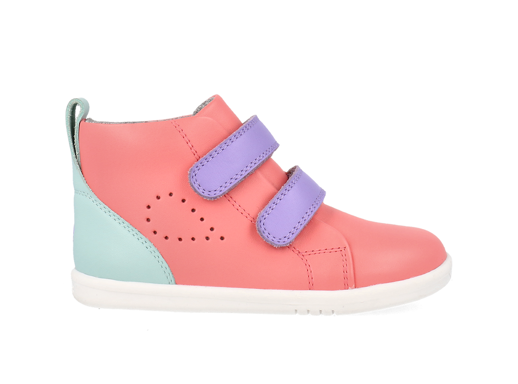 Bota Barefoot I-Walk Grass Court High Combo Coral Océano + Malva para Niña