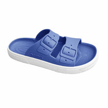 Sandalias Boatilus ROCKSY en color celeste y blanco, con diseño cómodo y estilo casual, vistas desde arriba.